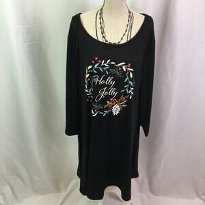City Streets Holly Jolly Tee Dress Black XL